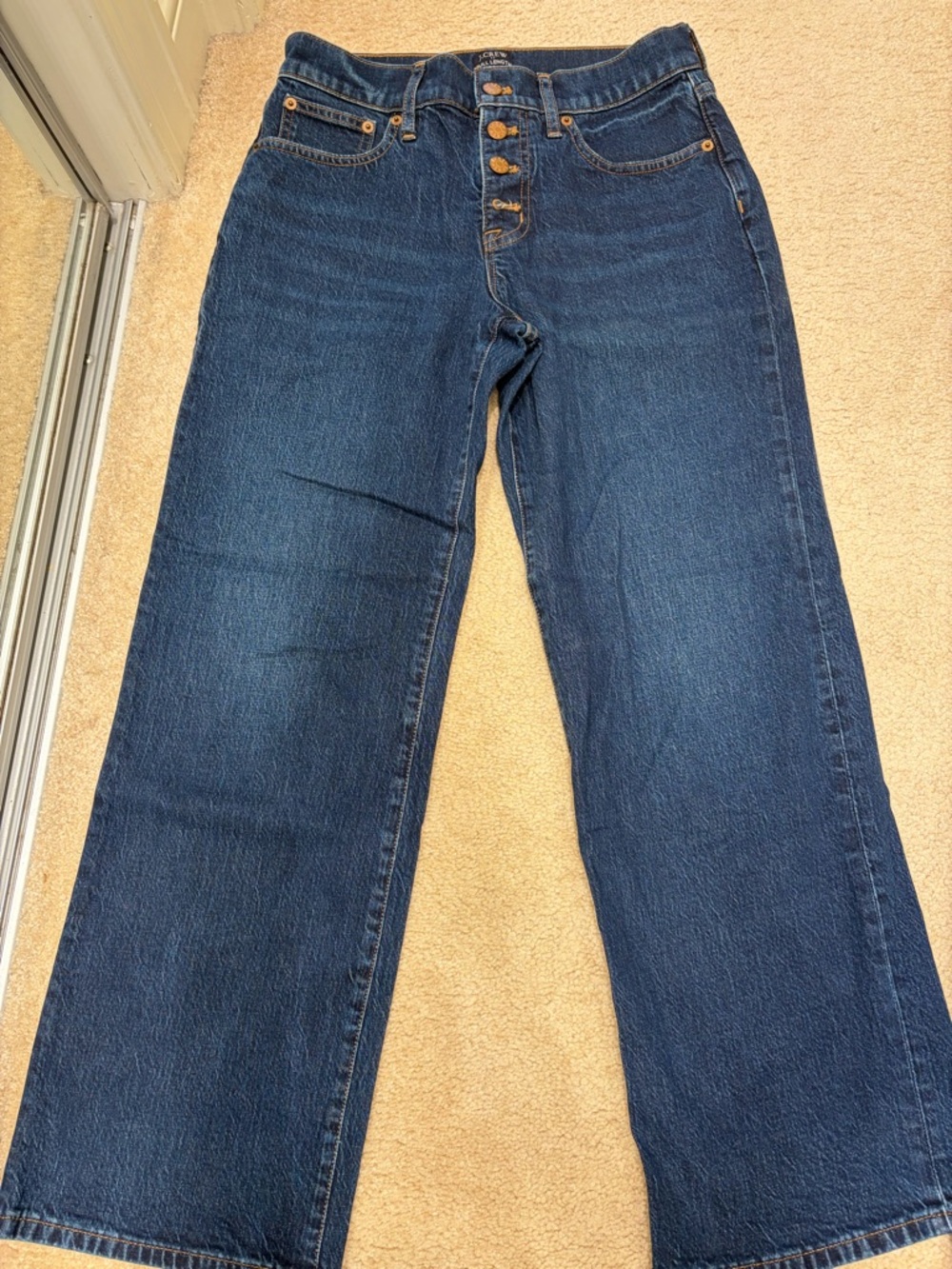 J. Crew Wide-Leg High-Rise Jeans in Dark Blue Denim